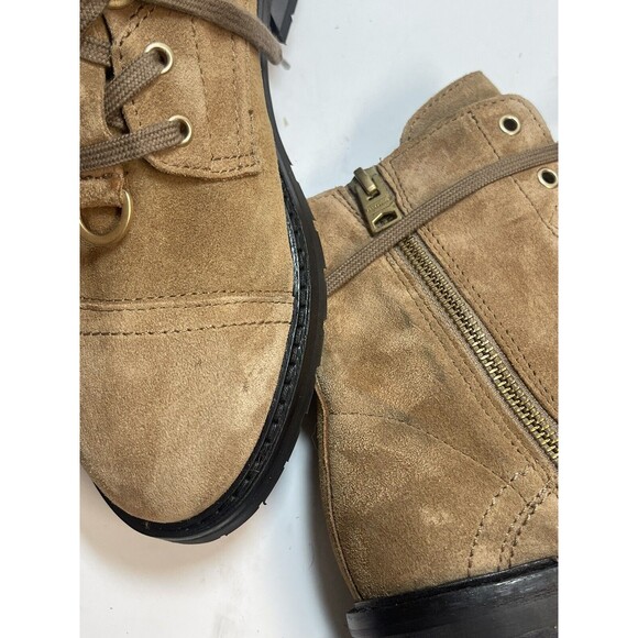 AllSaints Lira Hiker Lace up Combat Suede Boots In Tan Sz 38 New - Picture 8 of 8